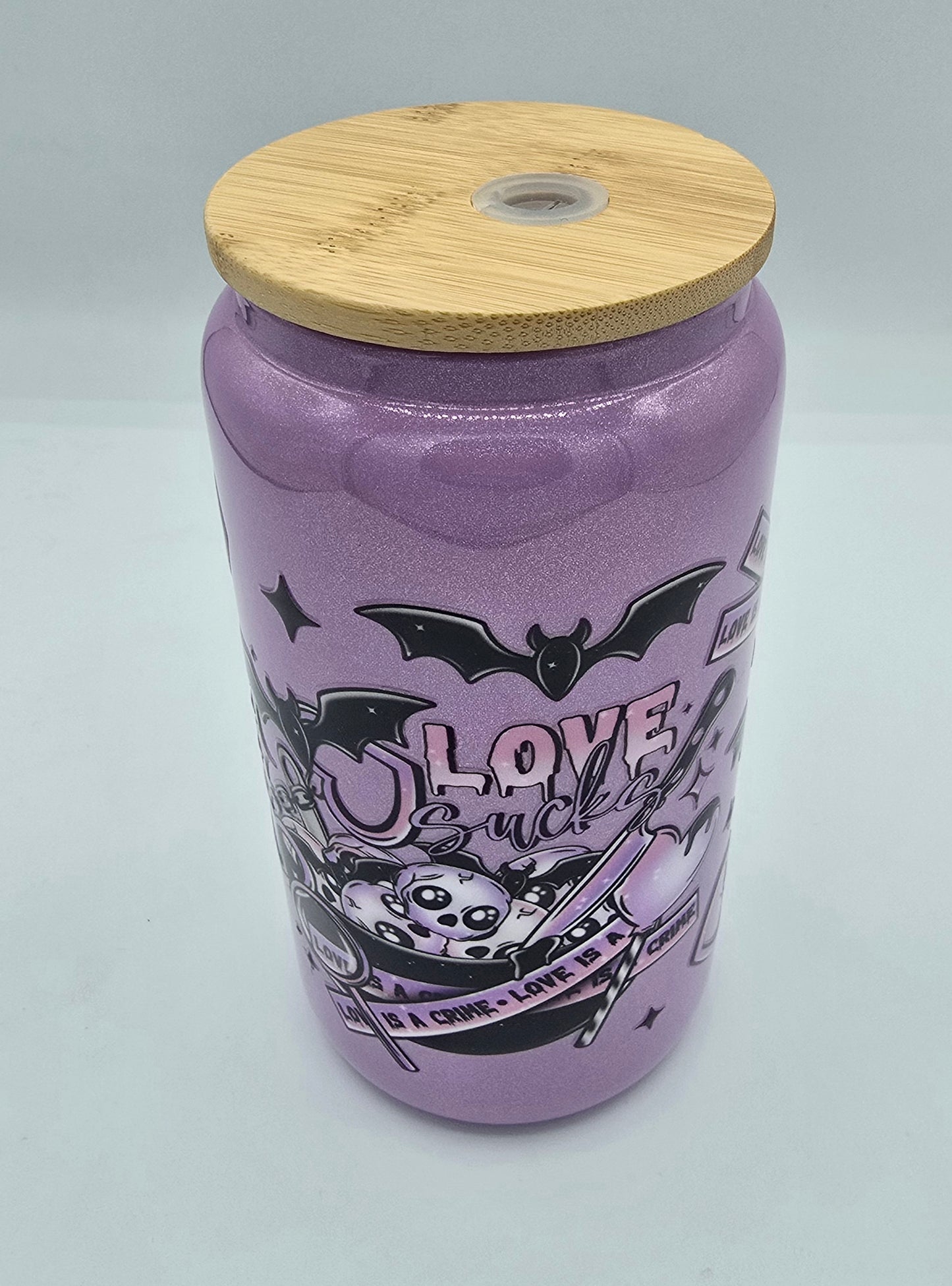 16Oz Purple Shimmer Libby Love Sucks Cup