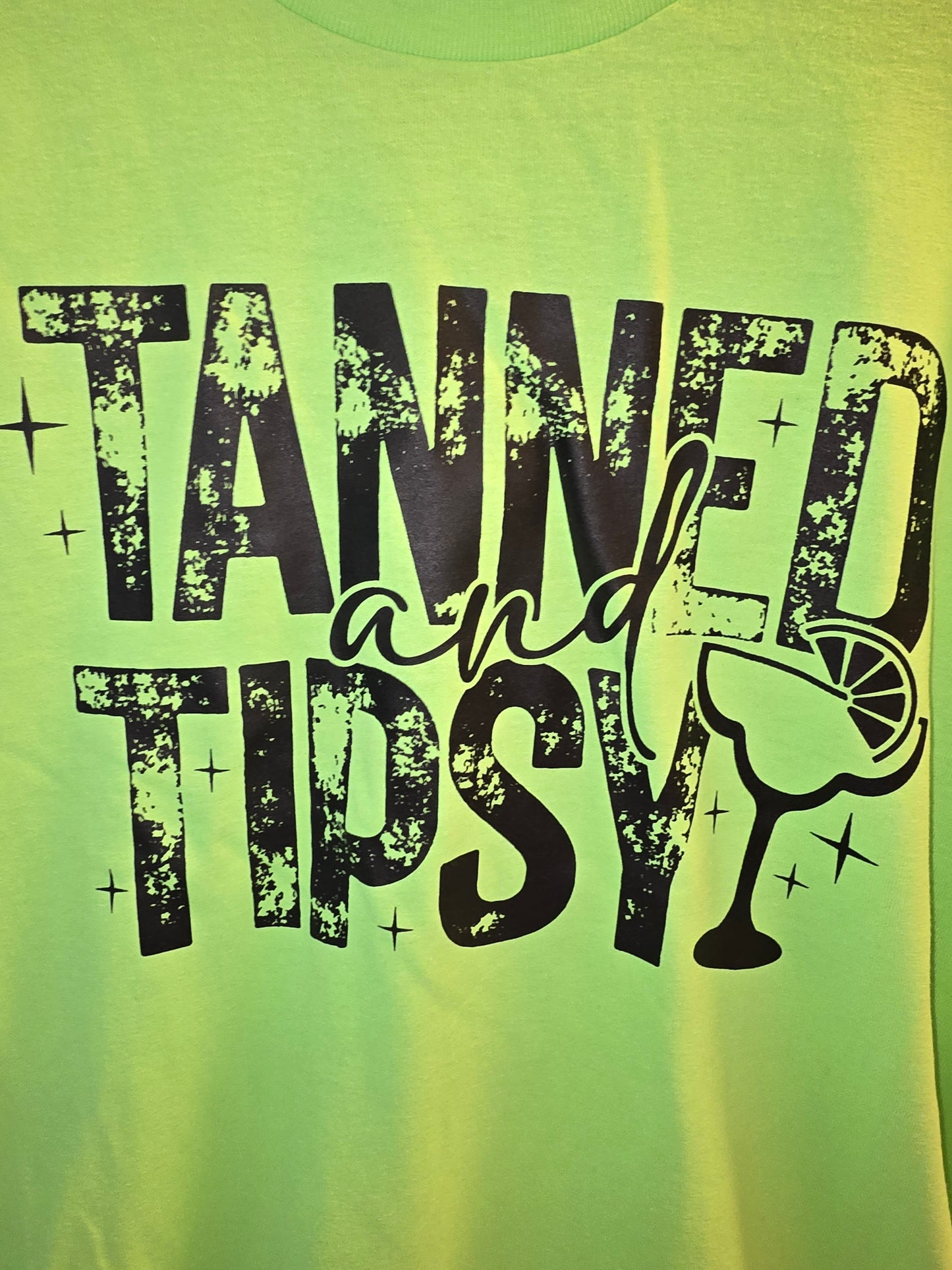 Tanned & Tipsy T-Shirt, Lime Green