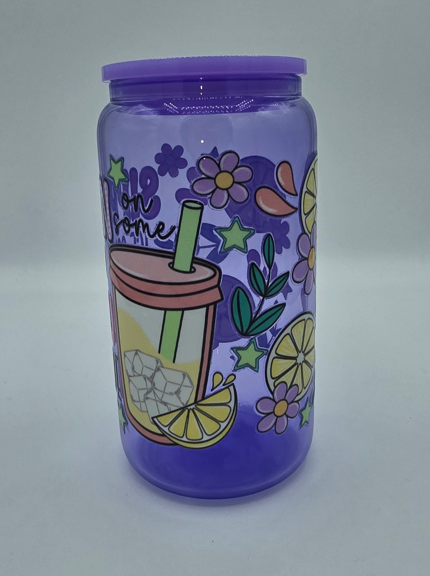 16 Oz Sippin Delulu Lemonade Glass Purple