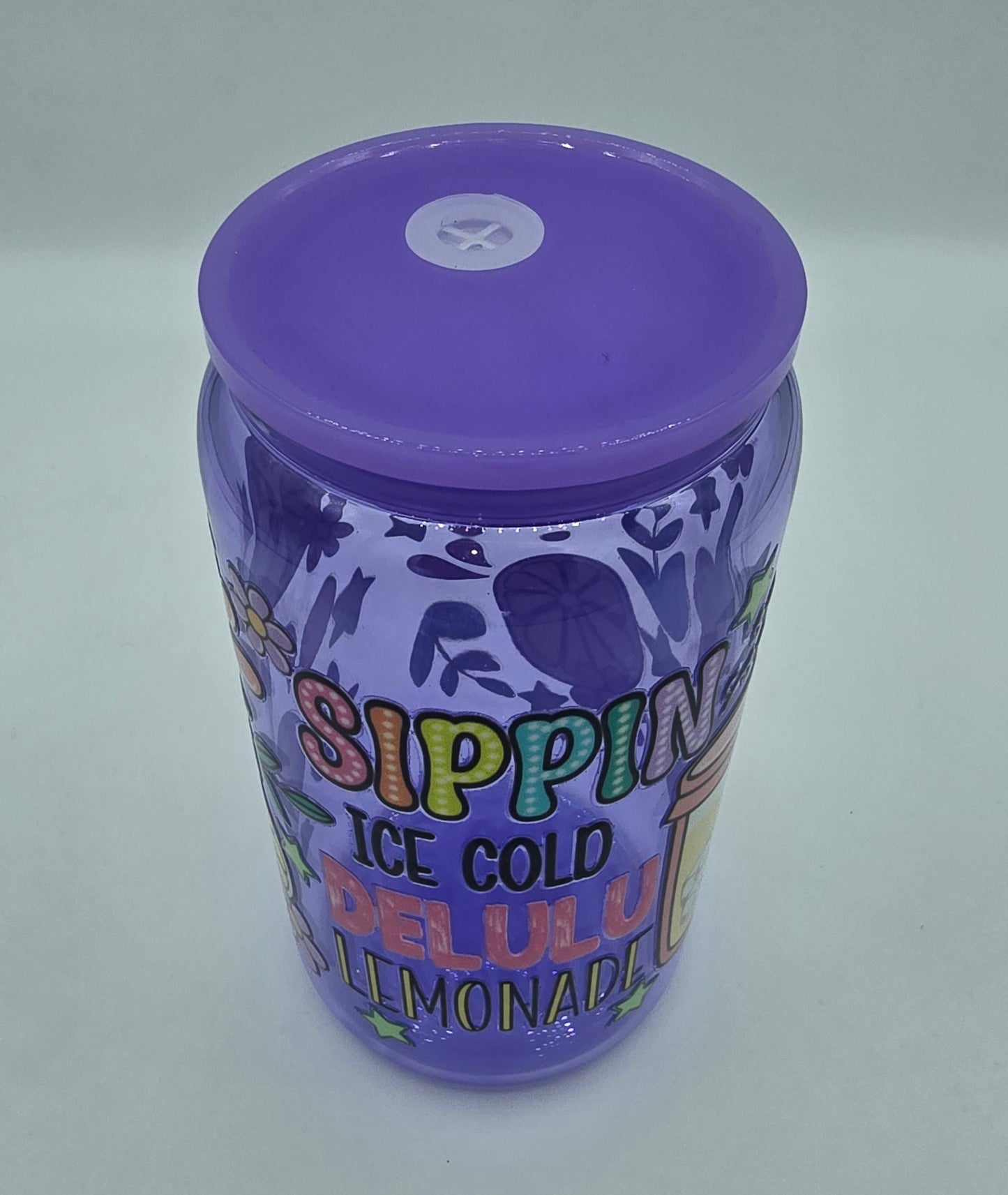 16 Oz Sippin Delulu Lemonade Glass Purple