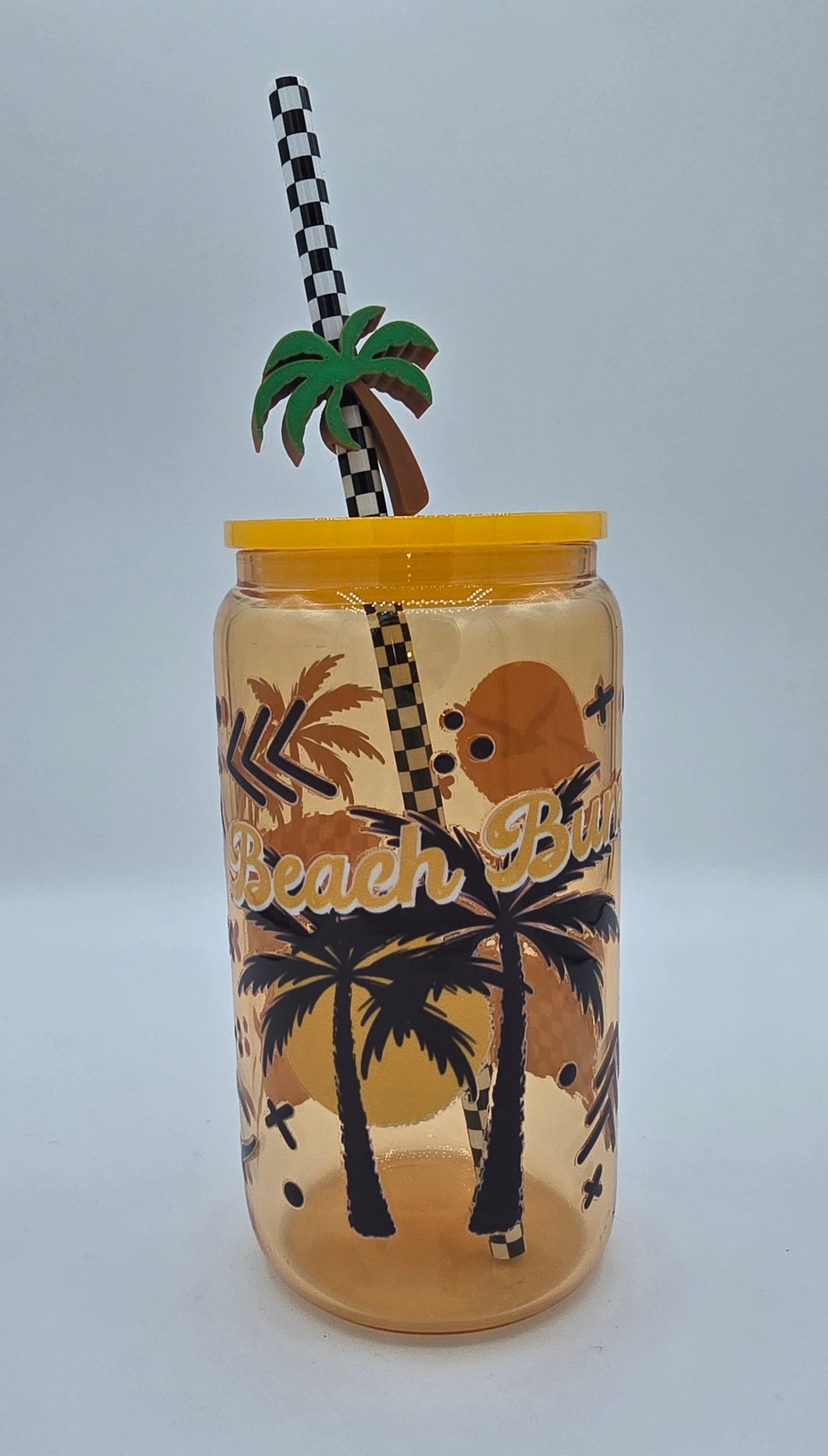 16 Oz Beach Bum Yellow Libby w/Straw Topper