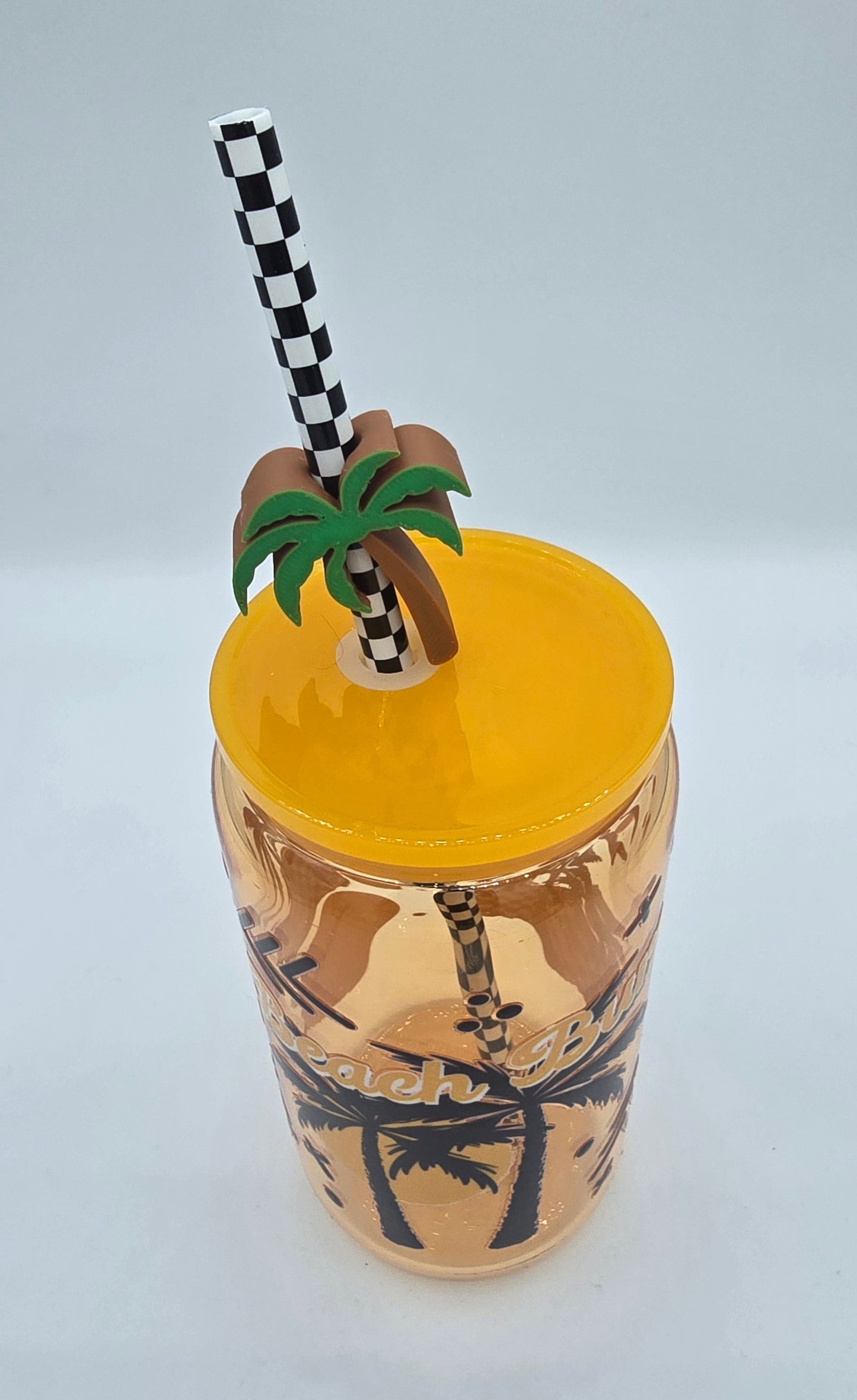 16 Oz Beach Bum Yellow Libby w/Straw Topper