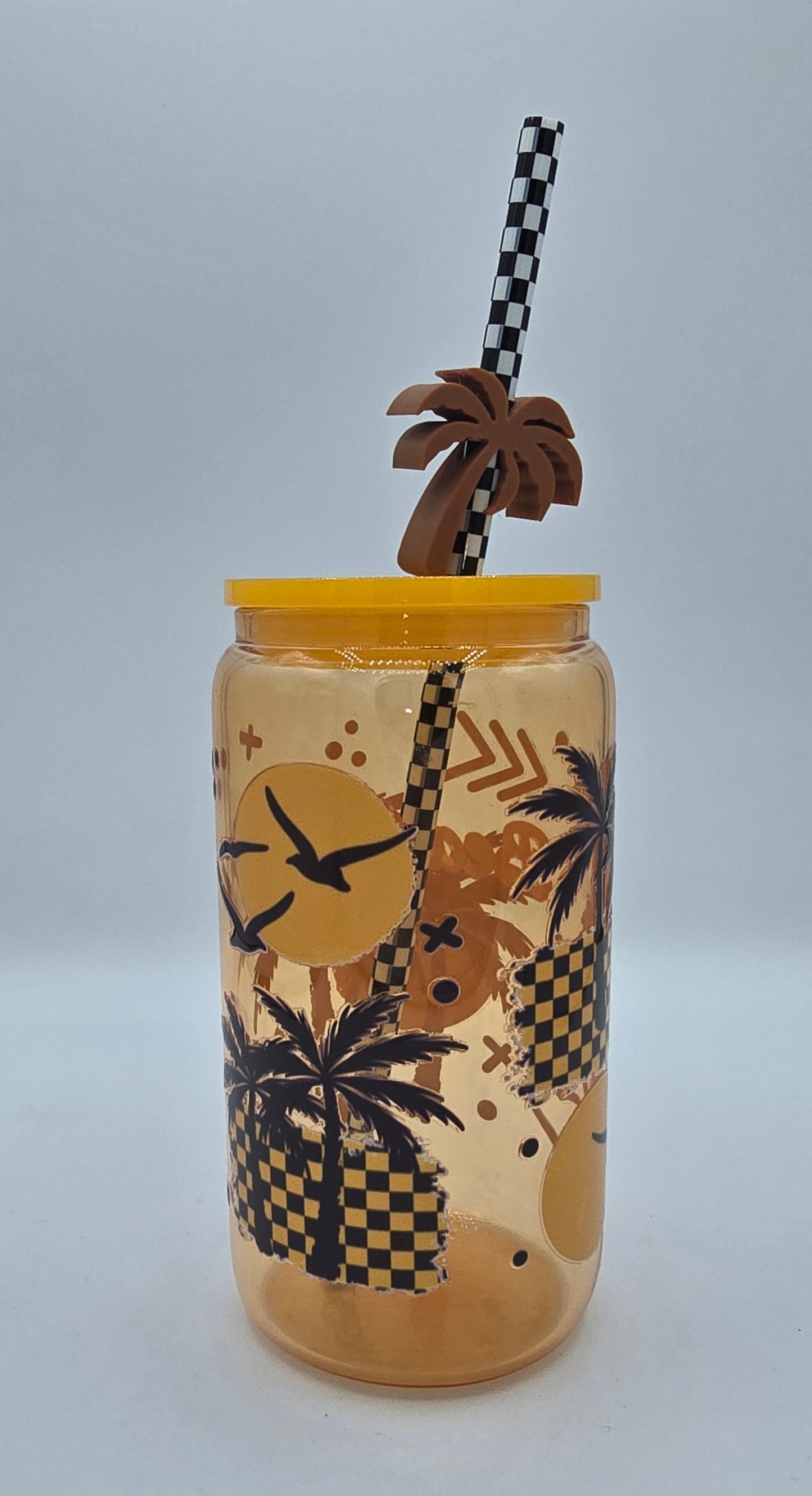 16 Oz Beach Bum Yellow Libby w/Straw Topper