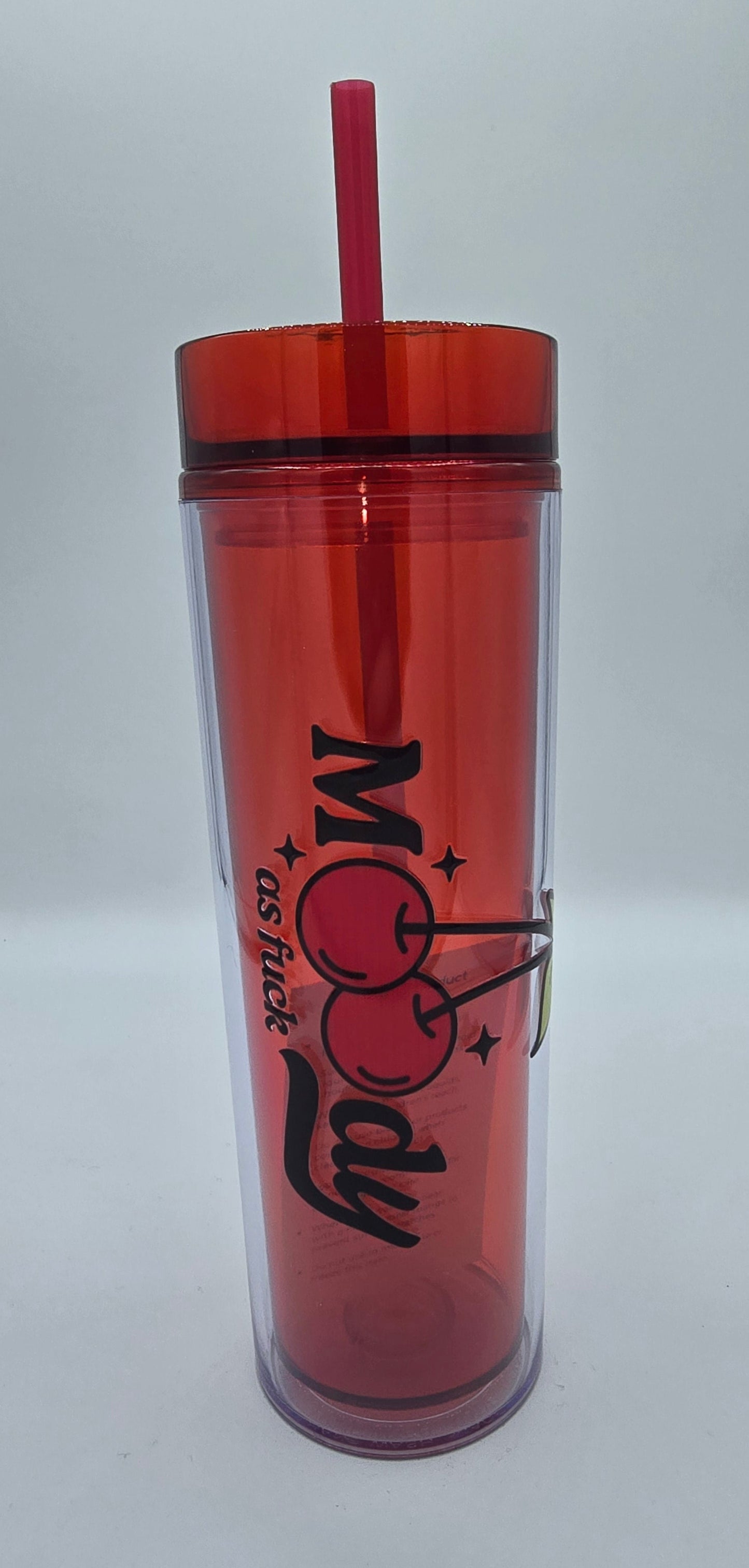 18 Oz Tumbler Clear Red Moody Cherry
