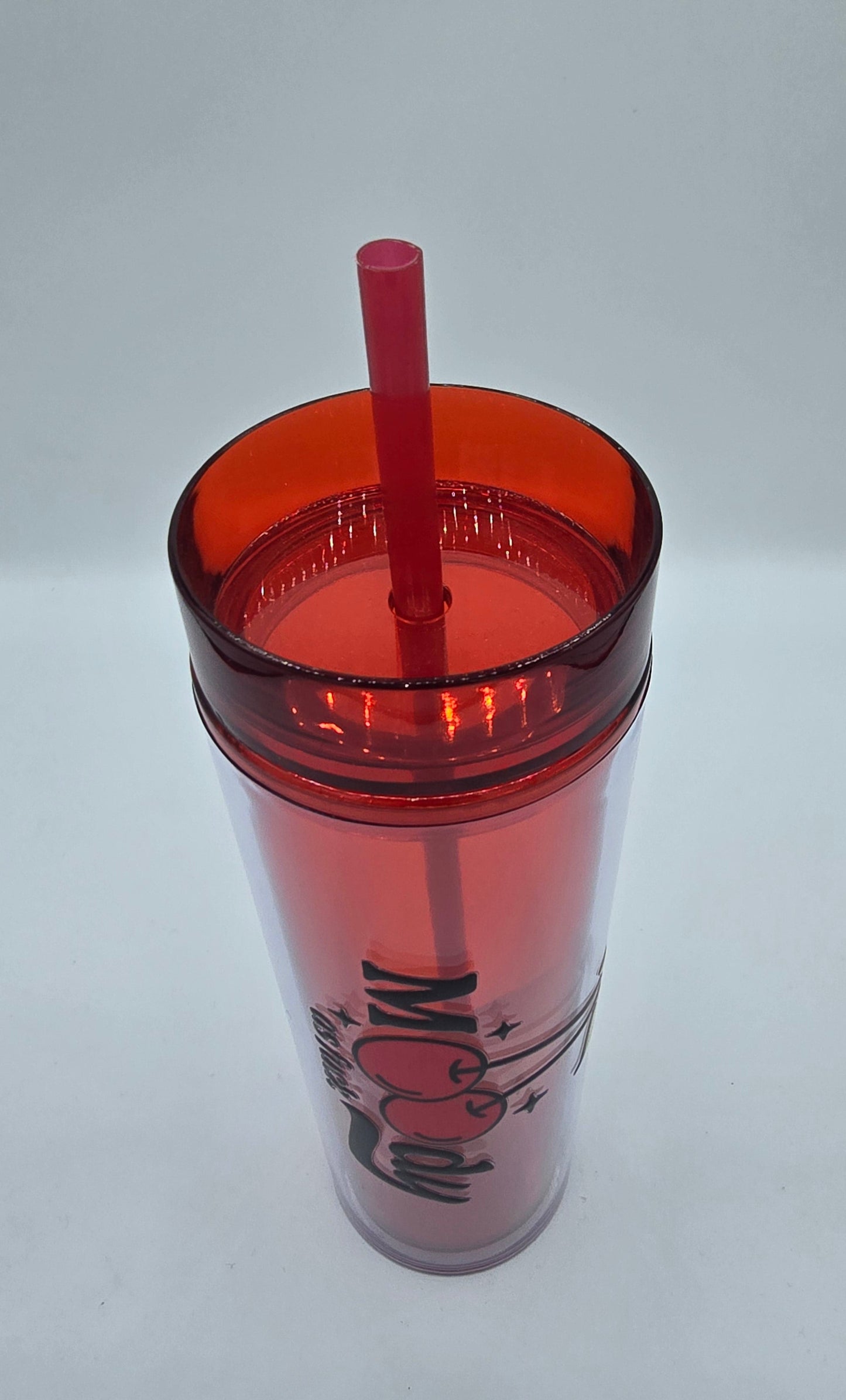 18 Oz Tumbler Clear Red Moody Cherry