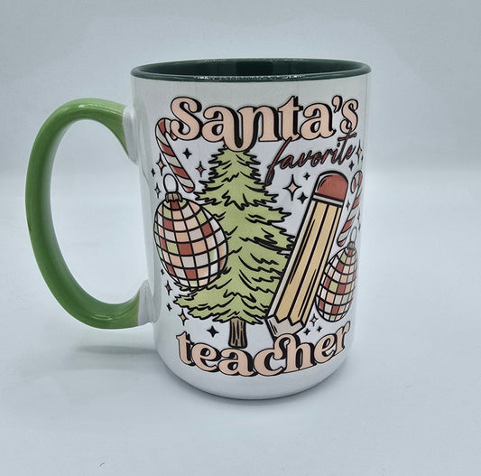 Santa's Favorite Teacher Christmas 15 Oz Coffee Mug