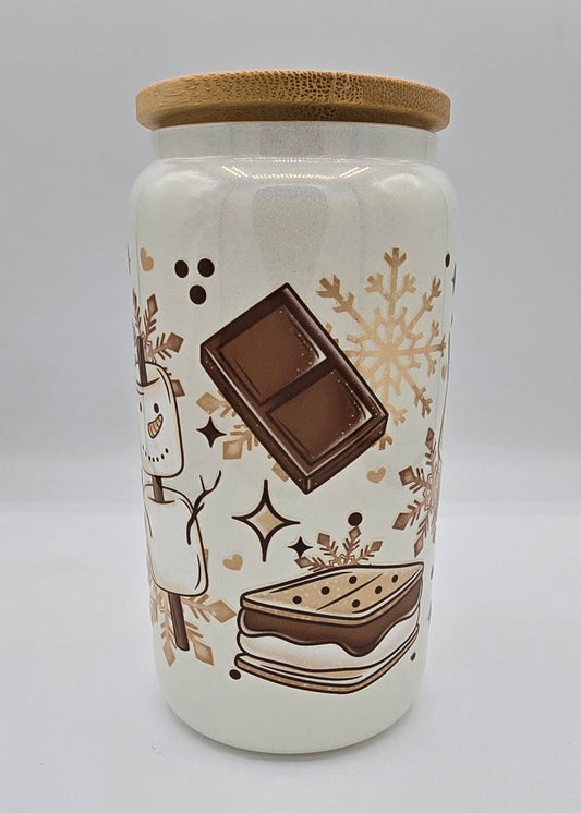 Smores Holiday White Shimmer 16 Oz Libby Cup