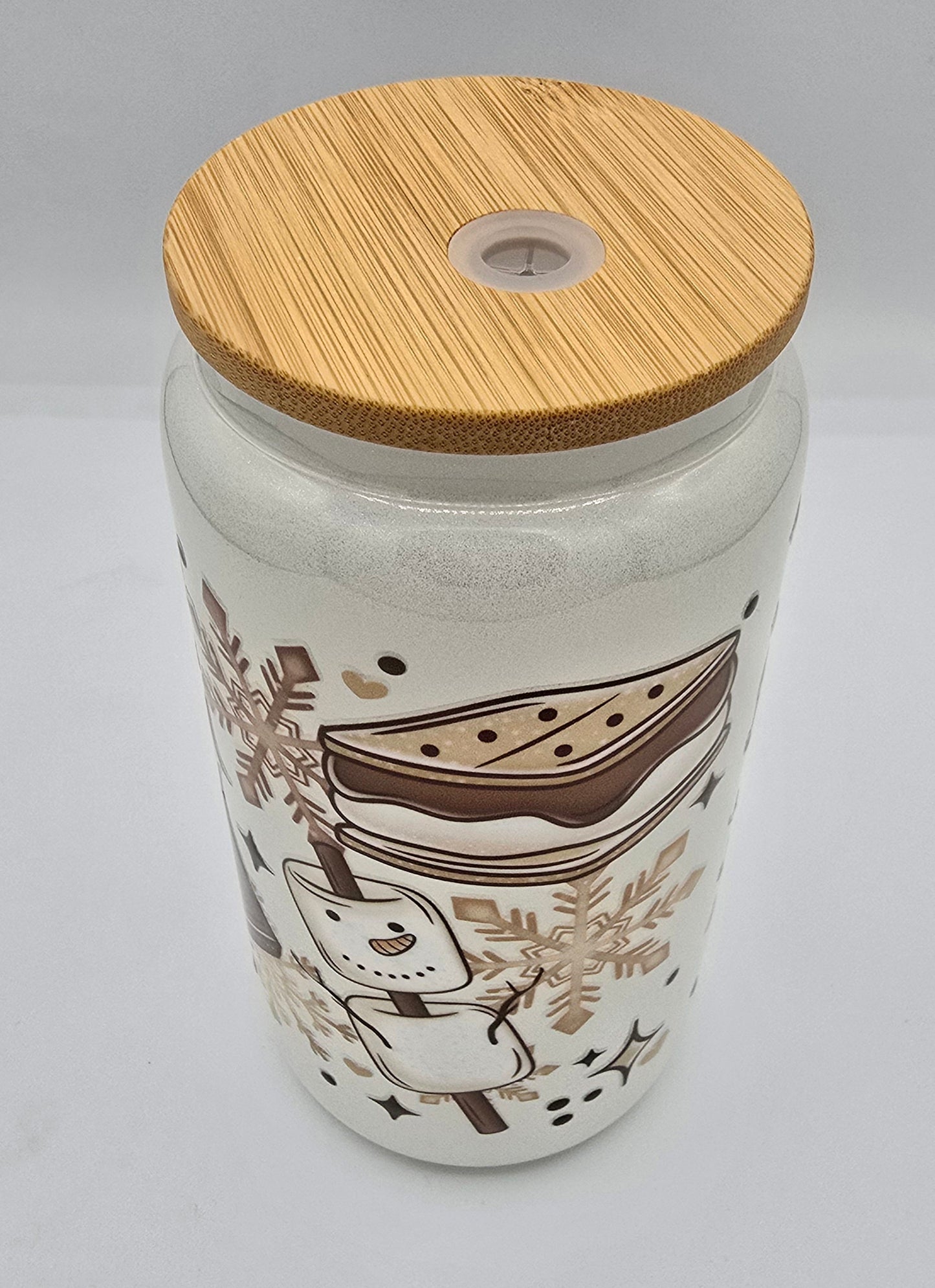 Smores Holiday White Shimmer 16 Oz Libby Cup