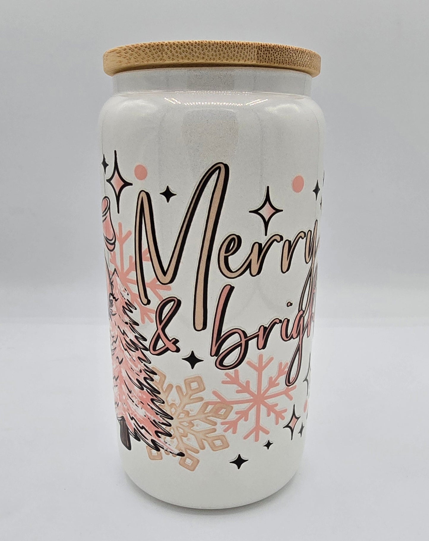 Merry & Bright Holiday Whit Shimmer 16 Oz Libby Cup