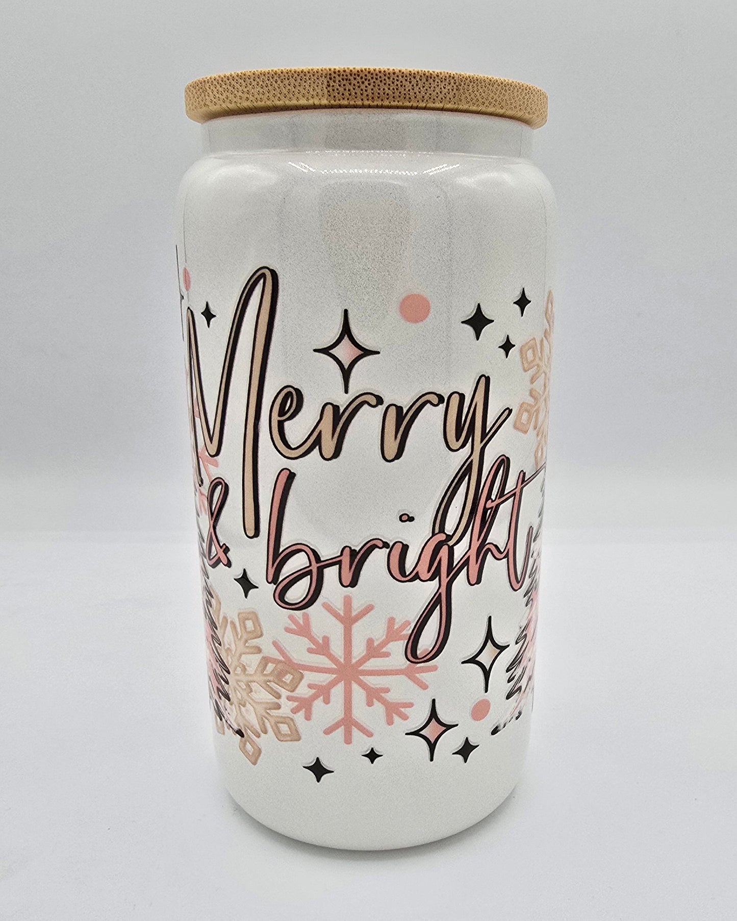 Merry & Bright Holiday Whit Shimmer 16 Oz Libby Cup