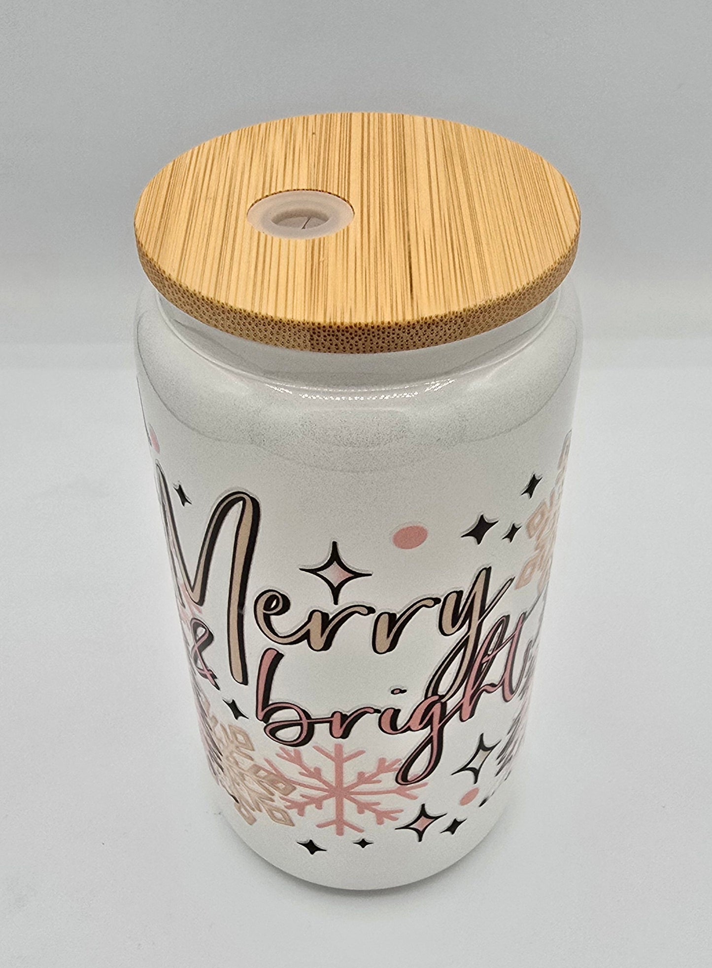 Merry & Bright Holiday Whit Shimmer 16 Oz Libby Cup