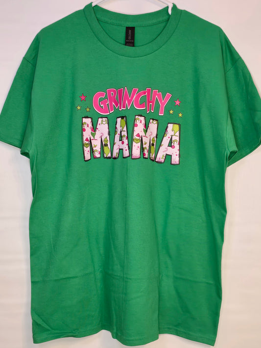 Grinchy Mama Christmas Tee Shirt