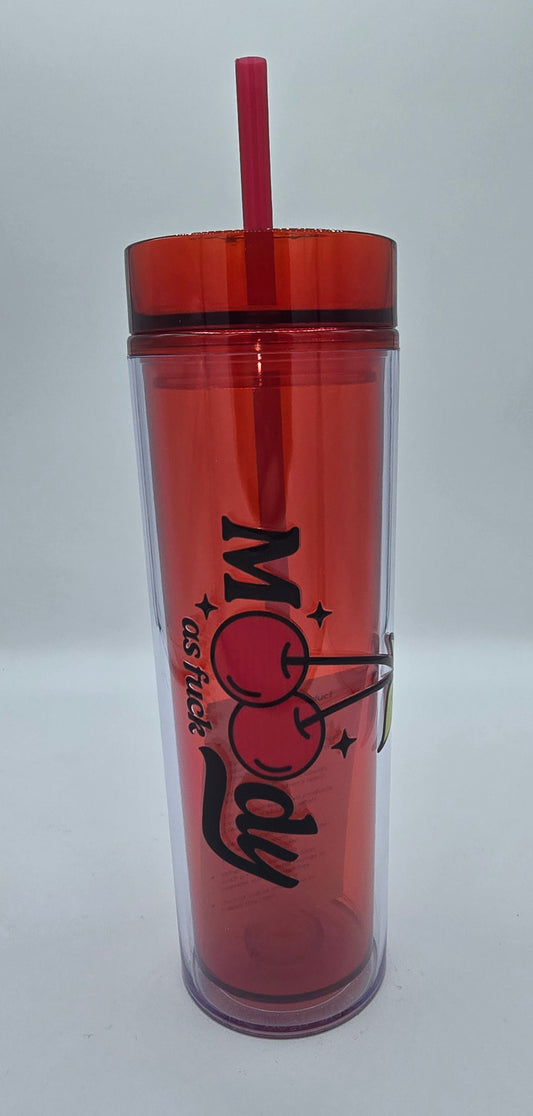 18 Oz Tumbler Clear Red Moody Cherry